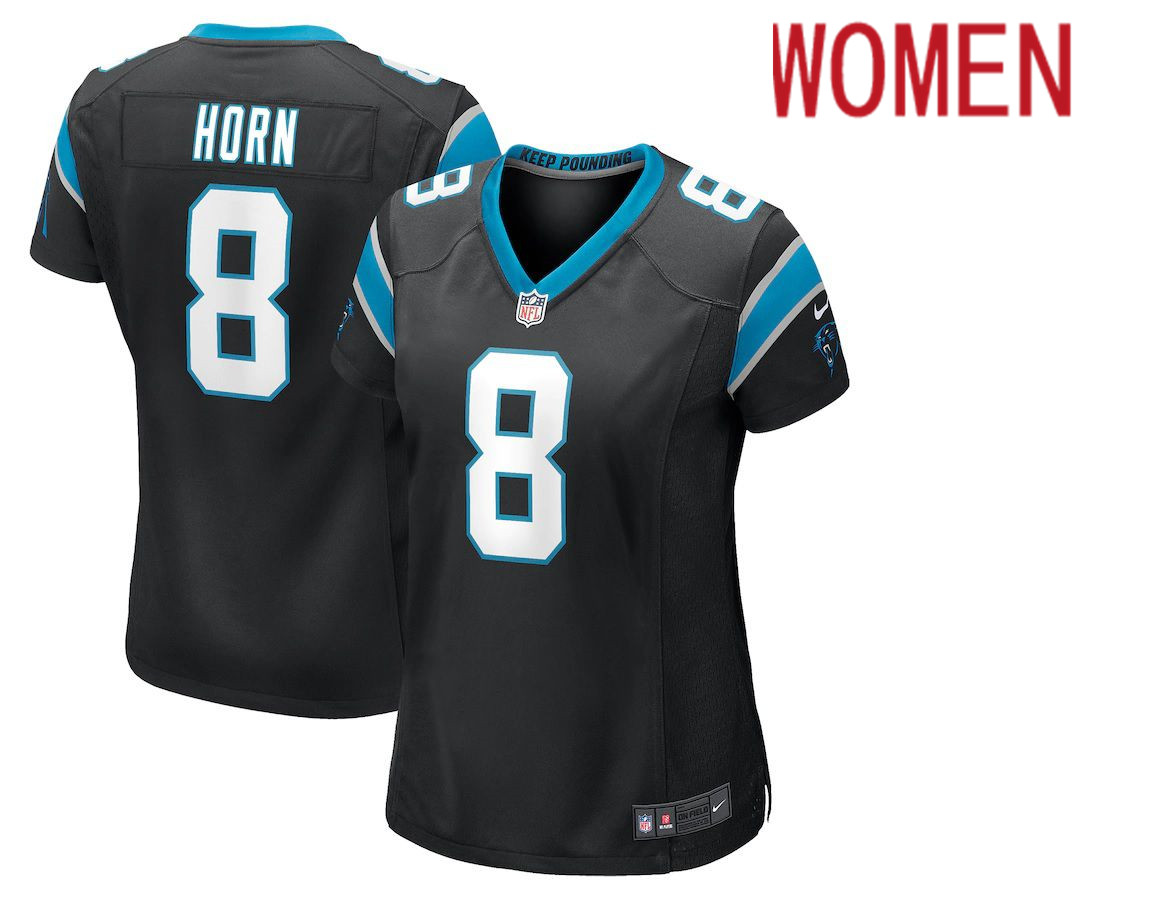 Women Carolina Panthers #8 Jaycee Horn Nike Black Game Player Alternate NFL Jersey